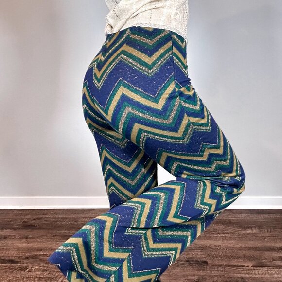 Erika Cavallini Semi Couture Italian Chevron Pattern Flared Pants - Picture 9 of 14